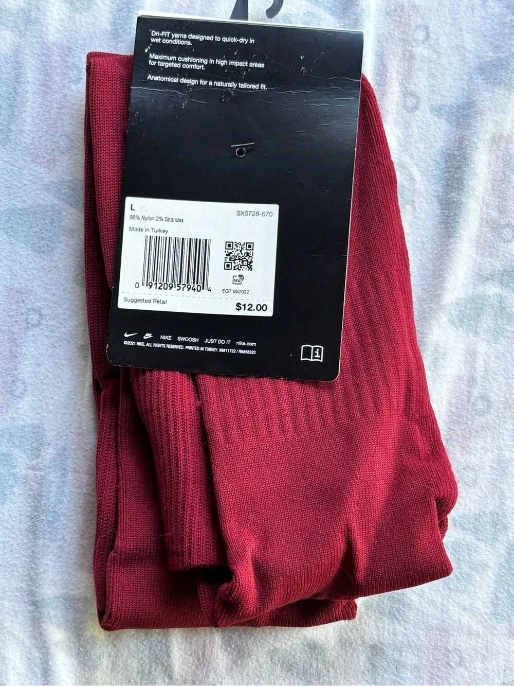 Nike Red Classic Dri-FIT Knee-High Soccer Socks with White Swoosh